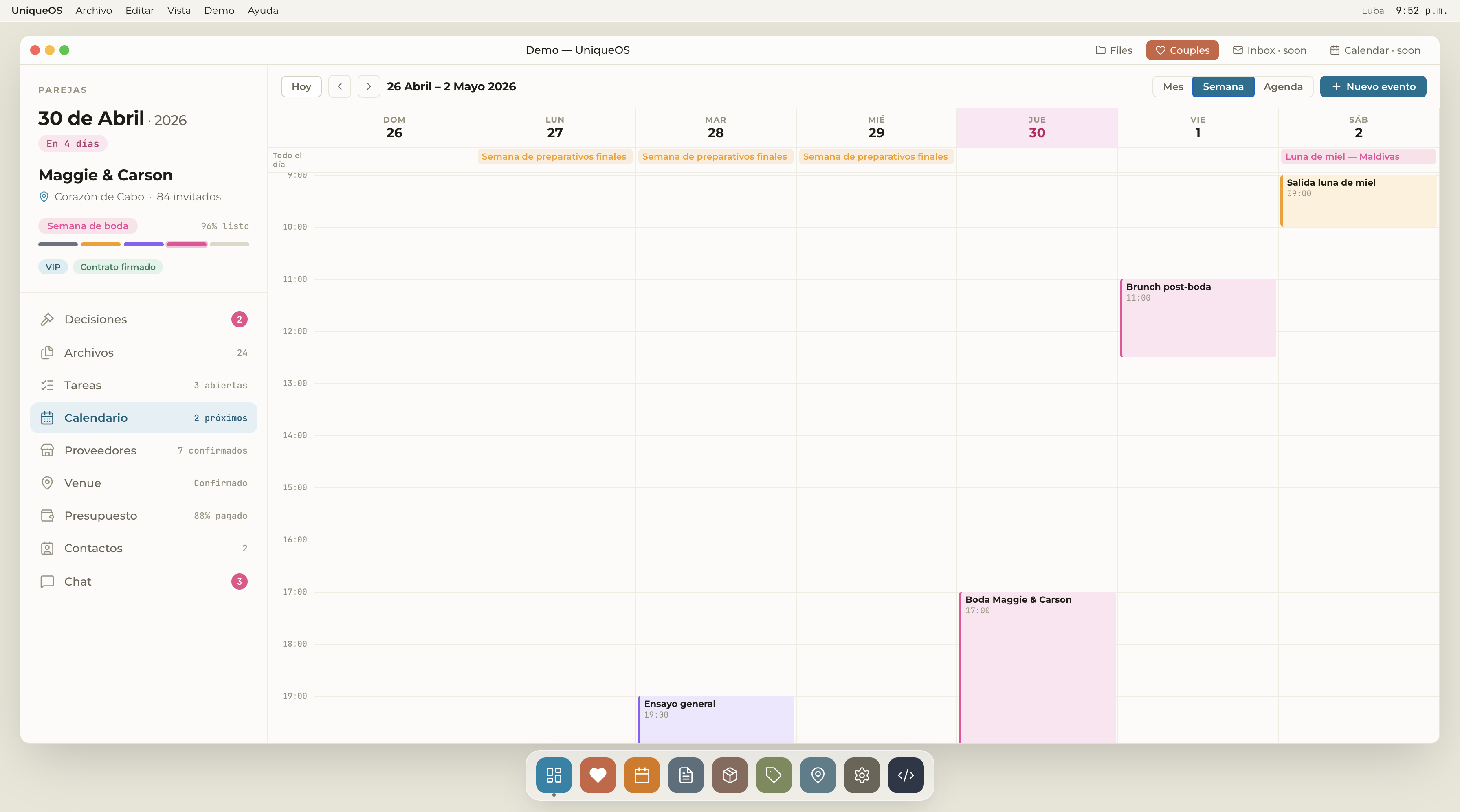 UniqueOS Calendar